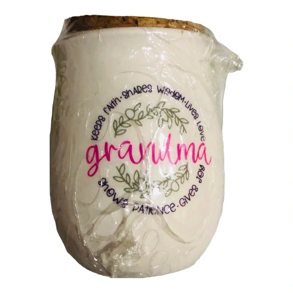 2 world’s best grandma mini cork topped‎ ceramic jars new